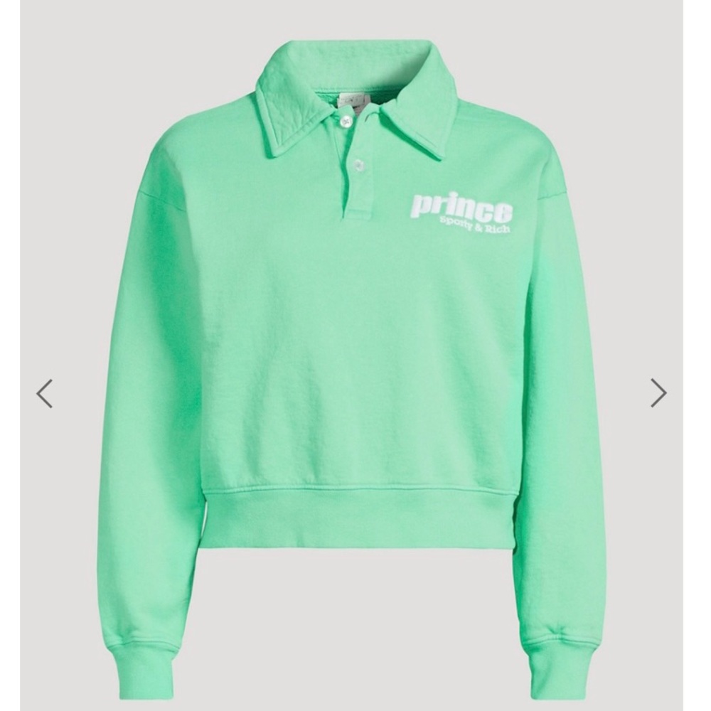 Sporty & Rich Green Cropped Polo Sweatshirt